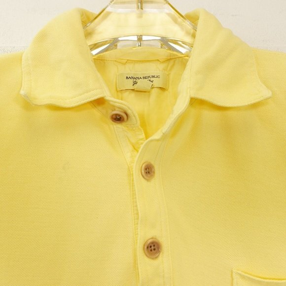 BANANA‎ REPUBLIC Polo Shirt Mens SMALL Yellow Butter Pique Knit Golf Classic - Picture 9 of 11